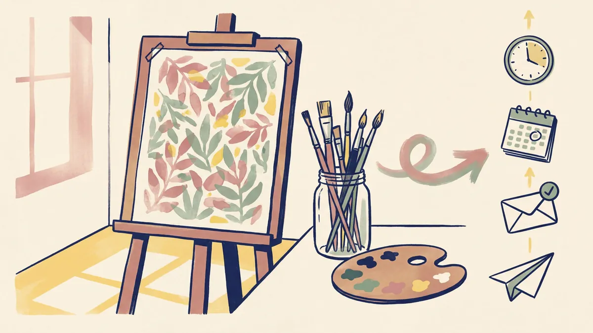 The creative business system that runs while Mandy is in the studio